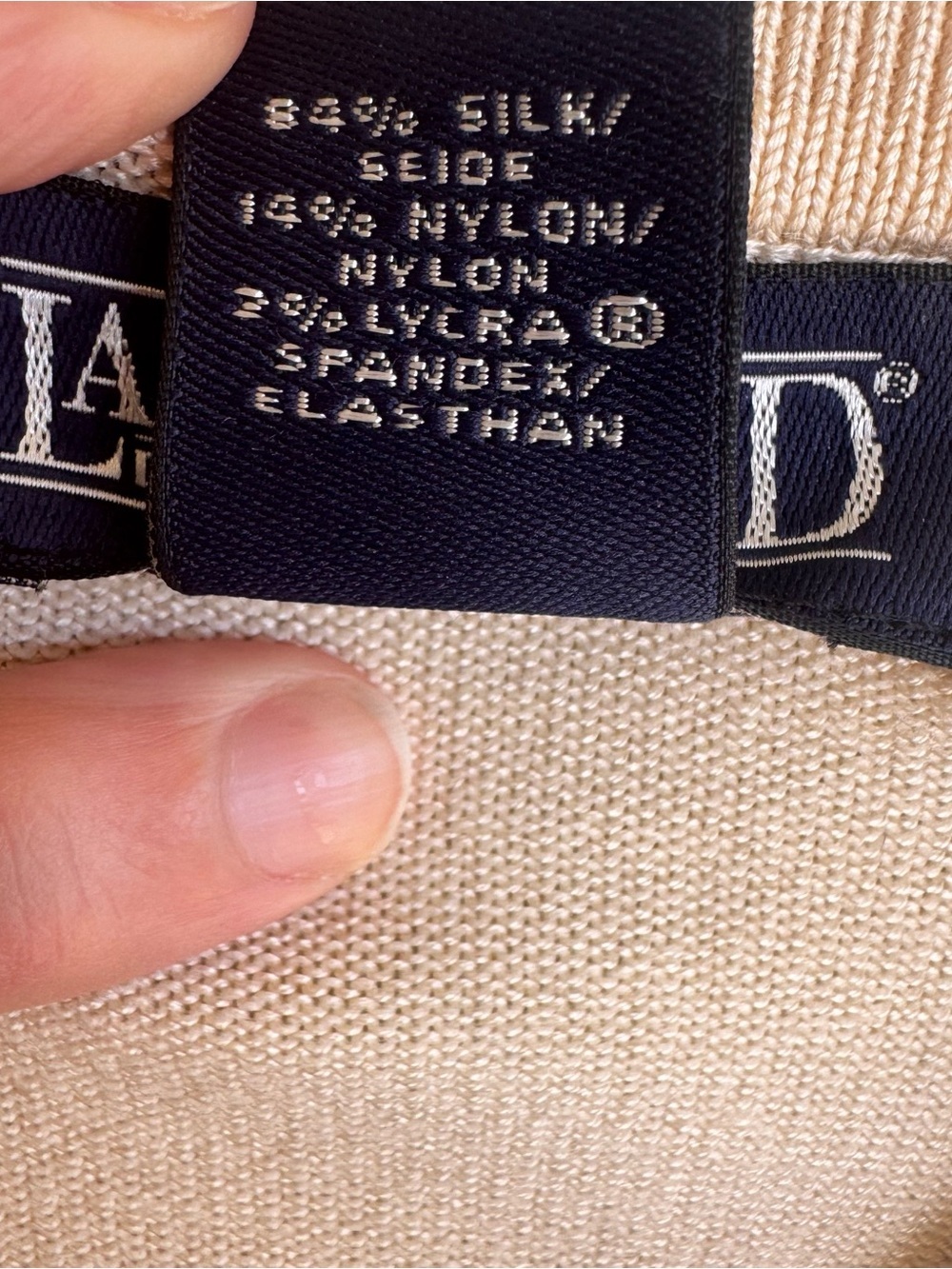 Lands' End Silk Blend Beige Button-Front Women’s Cardigan - Picture 3 of 7